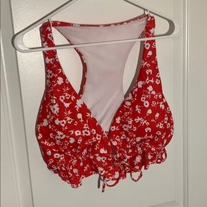 Red Floral Bikini Top (Never worn!)
